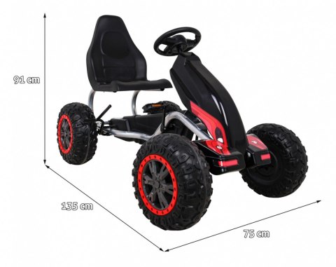 Duży Gokart Strong na pedały dla dzieci Czarny + Obciążenie 100 kg + Koła EVA + Hamulec ręczny + Sportowy fotel Duży Gokart Strong na pedały dla dzieci Czarny + Obciążenie 100 kg + Koła EVA + Hamulec ręczny + Sportowy fotel