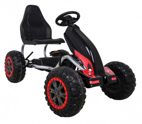 Duży Gokart Strong na pedały dla dzieci Czarny + Obciążenie 100 kg + Koła EVA + Hamulec ręczny + Sportowy fotel Duży Gokart Strong na pedały dla dzieci Czarny + Obciążenie 100 kg + Koła EVA + Hamulec ręczny + Sportowy fotel