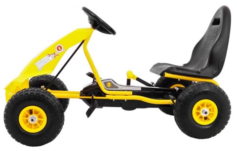Gokart Champion na pedały dla dzieci 3+ Żółty + Pompowane opony + Regulowane siedzisko + Ręczny hamulec Gokart Champion na pedały dla dzieci 3+ Żółty + Pompowane opony + Regulowane siedzisko + Ręczny hamulec