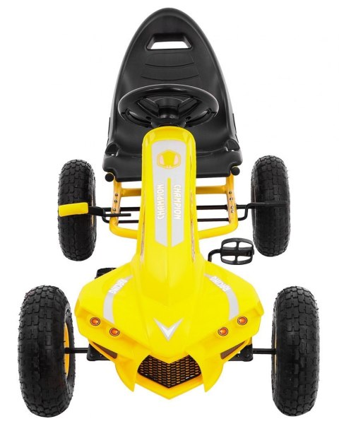 Gokart Champion na pedały dla dzieci 3+ Żółty + Pompowane opony + Regulowane siedzisko + Ręczny hamulec Gokart Champion na pedały dla dzieci 3+ Żółty + Pompowane opony + Regulowane siedzisko + Ręczny hamulec