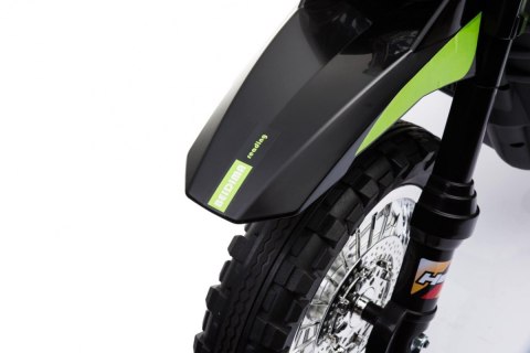 Motorek Cross dla dzieci Pojazd na akumulator Zielony + Pomocnicze kółka + Dźwięki LED Motorek Cross dla dzieci Pojazd na akumulator Zielony + Pomocnicze kółka + Dźwięki LED