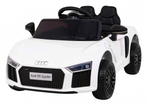 Audi R8 na akumulator dla dzieci Biały + Pilot + EVA + Wolny Start + MP3 LED Audi R8 na akumulator dla dzieci Biały + Pilot + EVA + Wolny Start + MP3 LED