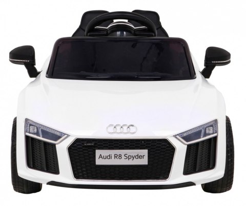 Audi R8 na akumulator dla dzieci Biały + Pilot + EVA + Wolny Start + MP3 LED Audi R8 na akumulator dla dzieci Biały + Pilot + EVA + Wolny Start + MP3 LED
