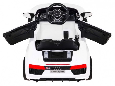 Audi R8 na akumulator dla dzieci Biały + Pilot + EVA + Wolny Start + MP3 LED Audi R8 na akumulator dla dzieci Biały + Pilot + EVA + Wolny Start + MP3 LED