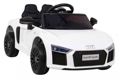 Audi R8 na akumulator dla dzieci Biały + Pilot + EVA + Wolny Start + MP3 LED Audi R8 na akumulator dla dzieci Biały + Pilot + EVA + Wolny Start + MP3 LED