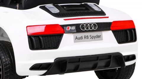 Audi R8 na akumulator dla dzieci Biały + Pilot + EVA + Wolny Start + MP3 LED Audi R8 na akumulator dla dzieci Biały + Pilot + EVA + Wolny Start + MP3 LED
