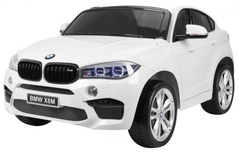 BMW X6M XXL dla 2 dzieci Biały + Pilot + Ekoskóra + Pasy + Wolny Start + MP3 USB + LED BMW X6M XXL dla 2 dzieci Biały + Pilot + Ekoskóra + Pasy + Wolny Start + MP3 USB + LED