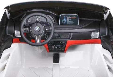 BMW X6M XXL dla 2 dzieci Biały + Pilot + Ekoskóra + Pasy + Wolny Start + MP3 USB + LED BMW X6M XXL dla 2 dzieci Biały + Pilot + Ekoskóra + Pasy + Wolny Start + MP3 USB + LED