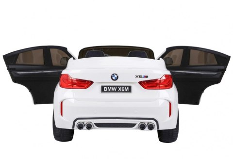 BMW X6M XXL dla 2 dzieci Biały + Pilot + Ekoskóra + Pasy + Wolny Start + MP3 USB + LED BMW X6M XXL dla 2 dzieci Biały + Pilot + Ekoskóra + Pasy + Wolny Start + MP3 USB + LED