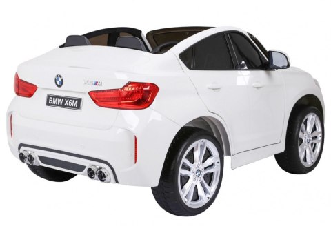 BMW X6M XXL dla 2 dzieci Biały + Pilot + Ekoskóra + Pasy + Wolny Start + MP3 USB + LED BMW X6M XXL dla 2 dzieci Biały + Pilot + Ekoskóra + Pasy + Wolny Start + MP3 USB + LED