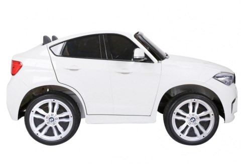 BMW X6M XXL dla 2 dzieci Biały + Pilot + Ekoskóra + Pasy + Wolny Start + MP3 USB + LED BMW X6M XXL dla 2 dzieci Biały + Pilot + Ekoskóra + Pasy + Wolny Start + MP3 USB + LED