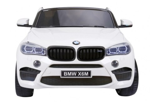 BMW X6M XXL dla 2 dzieci Biały + Pilot + Ekoskóra + Pasy + Wolny Start + MP3 USB + LED BMW X6M XXL dla 2 dzieci Biały + Pilot + Ekoskóra + Pasy + Wolny Start + MP3 USB + LED