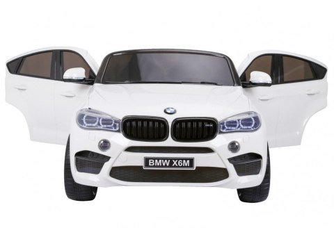 BMW X6M XXL dla 2 dzieci Biały + Pilot + Ekoskóra + Pasy + Wolny Start + MP3 USB + LED BMW X6M XXL dla 2 dzieci Biały + Pilot + Ekoskóra + Pasy + Wolny Start + MP3 USB + LED