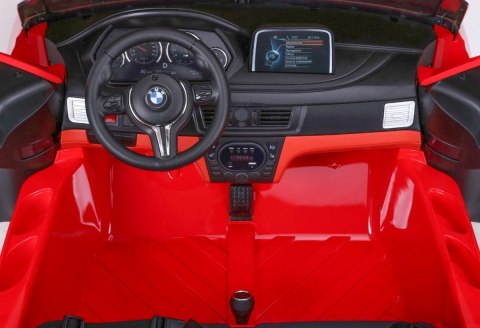 BMW X6M XXL dla 2 dzieci Czerwony + Pilot + Ekoskóra + Pasy + Wolny Start + MP3 USB + LED BMW X6M XXL dla 2 dzieci Czerwony + Pilot + Ekoskóra + Pasy + Wolny Start + MP3 USB + LED