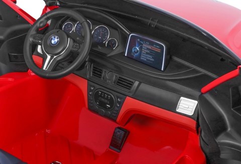 BMW X6M XXL dla 2 dzieci Czerwony + Pilot + Ekoskóra + Pasy + Wolny Start + MP3 USB + LED BMW X6M XXL dla 2 dzieci Czerwony + Pilot + Ekoskóra + Pasy + Wolny Start + MP3 USB + LED