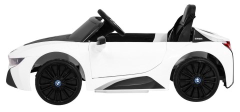 BMW I8 Lift Auto na akumulator Biały + Pilot + Wolny Start + 3-pkt pasy + MP3 USB + LED BMW I8 Lift Auto na akumulator Biały + Pilot + Wolny Start + 3-pkt pasy + MP3 USB + LED