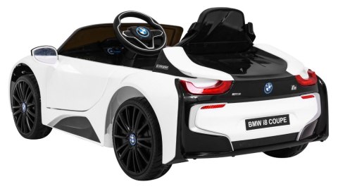 BMW I8 Lift Auto na akumulator Biały + Pilot + Wolny Start + 3-pkt pasy + MP3 USB + LED BMW I8 Lift Auto na akumulator Biały + Pilot + Wolny Start + 3-pkt pasy + MP3 USB + LED