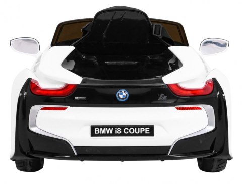 BMW I8 Lift Auto na akumulator Biały + Pilot + Wolny Start + 3-pkt pasy + MP3 USB + LED BMW I8 Lift Auto na akumulator Biały + Pilot + Wolny Start + 3-pkt pasy + MP3 USB + LED