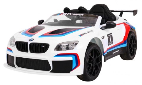 BMW M6 GT3 Auto na akumulator dla dzieci Biały + Nawiew powietrza + Dźwięki MP3 Światła + Pilot BMW M6 GT3 Auto na akumulator dla dzieci Biały + Nawiew powietrza + Dźwięki MP3 Światła + Pilot