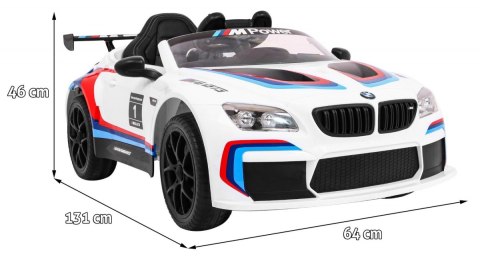 BMW M6 GT3 Auto na akumulator dla dzieci Biały + Nawiew powietrza + Dźwięki MP3 Światła + Pilot BMW M6 GT3 Auto na akumulator dla dzieci Biały + Nawiew powietrza + Dźwięki MP3 Światła + Pilot