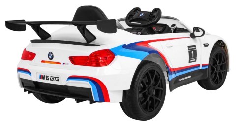 BMW M6 GT3 Auto na akumulator dla dzieci Biały + Nawiew powietrza + Dźwięki MP3 Światła + Pilot BMW M6 GT3 Auto na akumulator dla dzieci Biały + Nawiew powietrza + Dźwięki MP3 Światła + Pilot