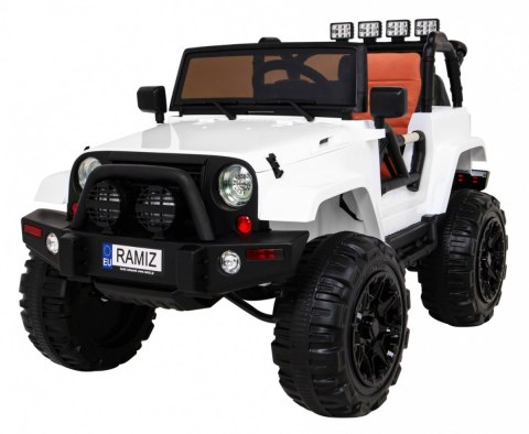 Auto na akumulator All Terrain dla dzieci Biały Terenówka typu jeep + Pilot + Światła Dźwięki Auto na akumulator All Terrain dla dzieci Biały Terenówka typu jeep + Pilot + Światła Dźwięki