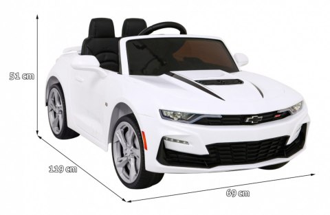 Chevrolet Camaro 2SS na akumulator Biały + Pilot + Koła EVA + Wolny Start + Dźwięki Światła Chevrolet Camaro 2SS na akumulator Biały + Pilot + Koła EVA + Wolny Start + Dźwięki Światła
