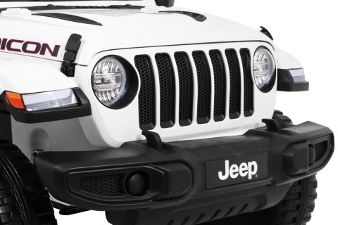 Jeep Wrangler Rubicon na akumulator dla dzieci Biały + Pilot + Radio MP3 LED + Koła EVA Jeep Wrangler Rubicon na akumulator dla dzieci Biały + Pilot + Radio MP3 LED + Koła EVA