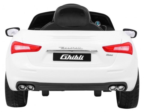 Maserati Ghibli na akumulator dla dzieci Biały + Pilot + Wolny Start + EVA + MP3 USB + LED Maserati Ghibli na akumulator dla dzieci Biały + Pilot + Wolny Start + EVA + MP3 USB + LED