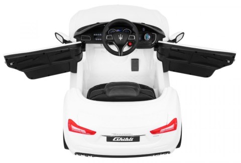 Maserati Ghibli na akumulator dla dzieci Biały + Pilot + Wolny Start + EVA + MP3 USB + LED Maserati Ghibli na akumulator dla dzieci Biały + Pilot + Wolny Start + EVA + MP3 USB + LED