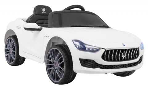 Maserati Ghibli na akumulator dla dzieci Biały + Pilot + Wolny Start + EVA + MP3 USB + LED Maserati Ghibli na akumulator dla dzieci Biały + Pilot + Wolny Start + EVA + MP3 USB + LED