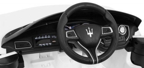 Maserati Ghibli na akumulator dla dzieci Biały + Pilot + Wolny Start + EVA + MP3 USB + LED Maserati Ghibli na akumulator dla dzieci Biały + Pilot + Wolny Start + EVA + MP3 USB + LED