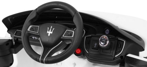 Maserati Ghibli na akumulator dla dzieci Biały + Pilot + Wolny Start + EVA + MP3 USB + LED Maserati Ghibli na akumulator dla dzieci Biały + Pilot + Wolny Start + EVA + MP3 USB + LED
