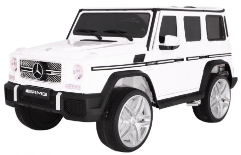 Auto na akumulator Mercedes AMG G65 dla dzieci Biały + Lakierowany + Bagażnik + Światła Dźwięki Auto na akumulator Mercedes AMG G65 dla dzieci Biały + Lakierowany + Bagażnik + Światła Dźwięki