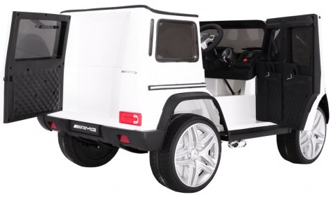 Auto na akumulator Mercedes AMG G65 dla dzieci Biały + Lakierowany + Bagażnik + Światła Dźwięki Auto na akumulator Mercedes AMG G65 dla dzieci Biały + Lakierowany + Bagażnik + Światła Dźwięki