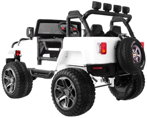 Auto terenowe typu jeep Monster 4x4 dla dzieci Biały + Pilot + Regulacja siedzenia + Wolny Start + MP3 LED + Bagażnik + Plecak Auto terenowe typu jeep Monster 4x4 dla dzieci Biały + Pilot + Regulacja siedzenia + Wolny Start + MP3 LED + Bagażnik + Plecak