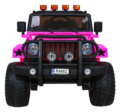 Auto terenowe typu jeep Monster 4x4 dla dzieci Różowy + Pilot + Regulacja siedzenia + Wolny Start + MP3 LED + Bagażnik + Plecak Auto terenowe typu jeep Monster 4x4 dla dzieci Różowy + Pilot + Regulacja siedzenia + Wolny Start + MP3 LED + Bagażnik + Plecak