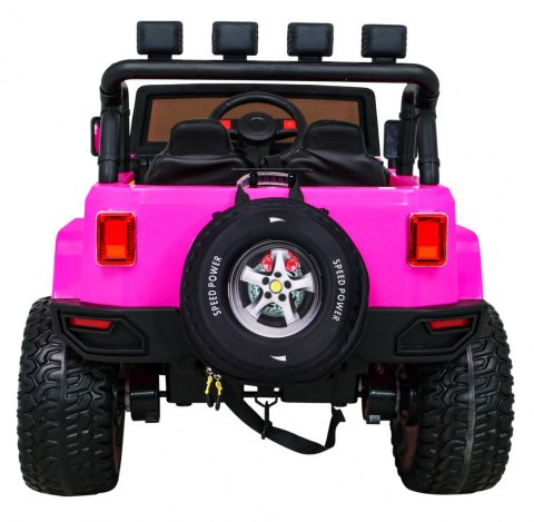 Auto terenowe typu jeep Monster 4x4 dla dzieci Różowy + Pilot + Regulacja siedzenia + Wolny Start + MP3 LED + Bagażnik + Plecak Auto terenowe typu jeep Monster 4x4 dla dzieci Różowy + Pilot + Regulacja siedzenia + Wolny Start + MP3 LED + Bagażnik + Plecak