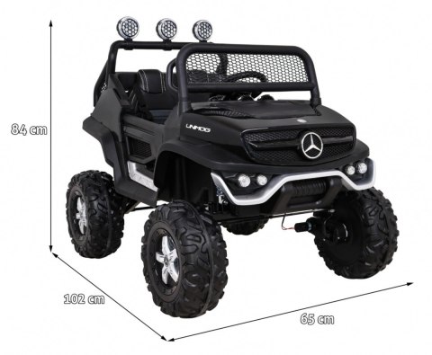 Mercedes Benz Unimog dla dzieci Czarny + Napęd 4x4 + Pilot + Bagażnik + Wolny Start + MP3 LED Mercedes Benz Unimog dla dzieci Czarny + Napęd 4x4 + Pilot + Bagażnik + Wolny Start + MP3 LED