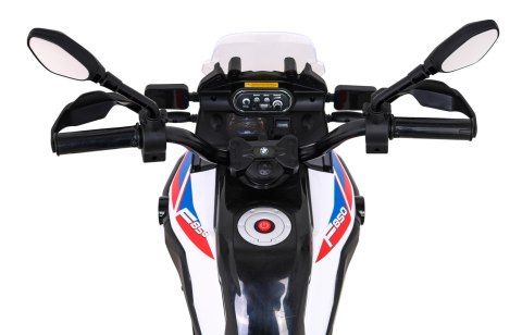 Motor BMW F850 GS na akumulator dla dzieci Biały + Kółka pomocnicze + Audio LED + Wolny Start + EVA Motor BMW F850 GS na akumulator dla dzieci Biały + Kółka pomocnicze + Audio LED + Wolny Start + EVA