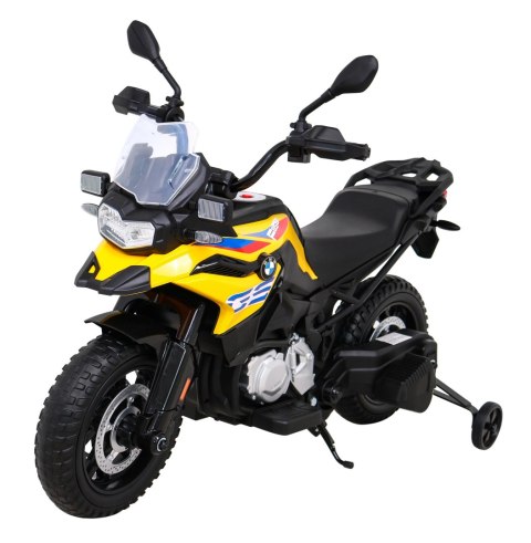 Motor BMW F850 GS na akumulator dla dzieci Żółty + Kółka pomocnicze + Audio LED + Wolny Start + EVA Motor BMW F850 GS na akumulator dla dzieci Żółty + Kółka pomocnicze + Audio LED + Wolny Start + EVA