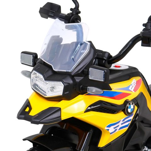 Motor BMW F850 GS na akumulator dla dzieci Żółty + Kółka pomocnicze + Audio LED + Wolny Start + EVA Motor BMW F850 GS na akumulator dla dzieci Żółty + Kółka pomocnicze + Audio LED + Wolny Start + EVA