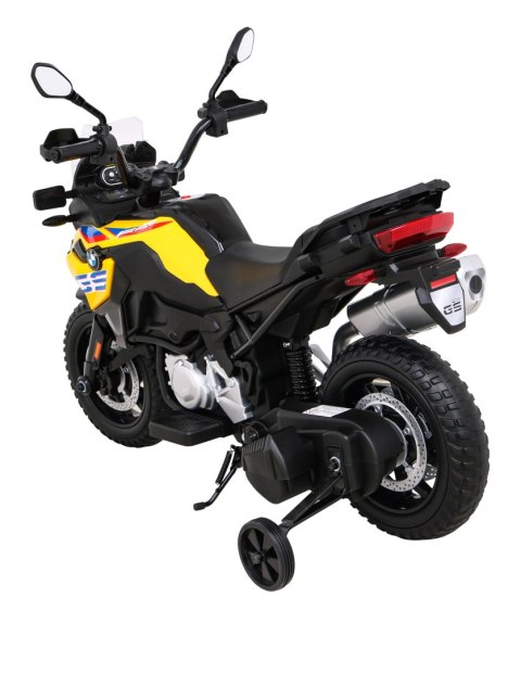 Motor BMW F850 GS na akumulator dla dzieci Żółty + Kółka pomocnicze + Audio LED + Wolny Start + EVA Motor BMW F850 GS na akumulator dla dzieci Żółty + Kółka pomocnicze + Audio LED + Wolny Start + EVA