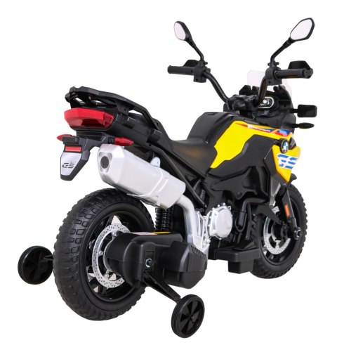 Motor BMW F850 GS na akumulator dla dzieci Żółty + Kółka pomocnicze + Audio LED + Wolny Start + EVA Motor BMW F850 GS na akumulator dla dzieci Żółty + Kółka pomocnicze + Audio LED + Wolny Start + EVA