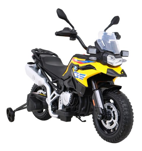 Motor BMW F850 GS na akumulator dla dzieci Żółty + Kółka pomocnicze + Audio LED + Wolny Start + EVA Motor BMW F850 GS na akumulator dla dzieci Żółty + Kółka pomocnicze + Audio LED + Wolny Start + EVA