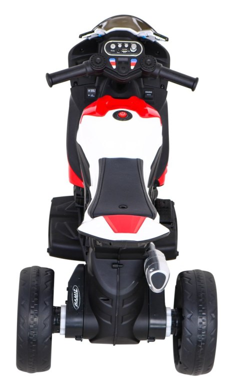Motor BMW HP4 na akumulator dla dzieci Czerwony + 3 Koła + LED + MP3 USB + Ekoskóra Motor BMW HP4 na akumulator dla dzieci Czerwony + 3 Koła + LED + MP3 USB + Ekoskóra