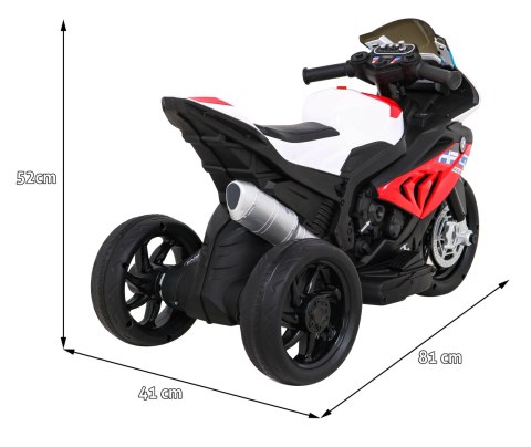 Motor BMW HP4 na akumulator dla dzieci Czerwony + 3 Koła + LED + MP3 USB + Ekoskóra Motor BMW HP4 na akumulator dla dzieci Czerwony + 3 Koła + LED + MP3 USB + Ekoskóra