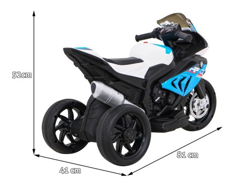 Motor BMW HP4 na akumulator dla dzieci Niebieski + 3 Koła + LED + MP3 USB + Ekoskóra Motor BMW HP4 na akumulator dla dzieci Niebieski + 3 Koła + LED + MP3 USB + Ekoskóra