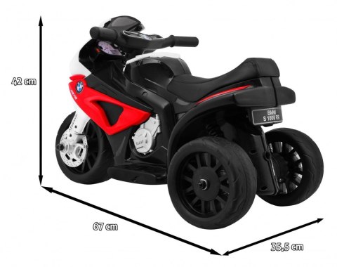 Motor BMW S1000 RR Mini na akumulator dla dzieci Czerwony + 3 koła + Dźwięki + LED Motor BMW S1000 RR Mini na akumulator dla dzieci Czerwony + 3 koła + Dźwięki + LED