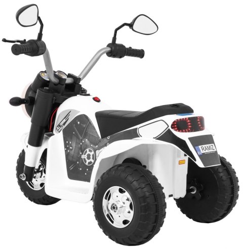 Motorek MiniBike na akumulator dla dzieci Biały + Dźwięki + Światła LED + Ekoskóra Motorek MiniBike na akumulator dla dzieci Biały + Dźwięki + Światła LED + Ekoskóra